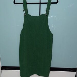Green Corduroy Overall Dress